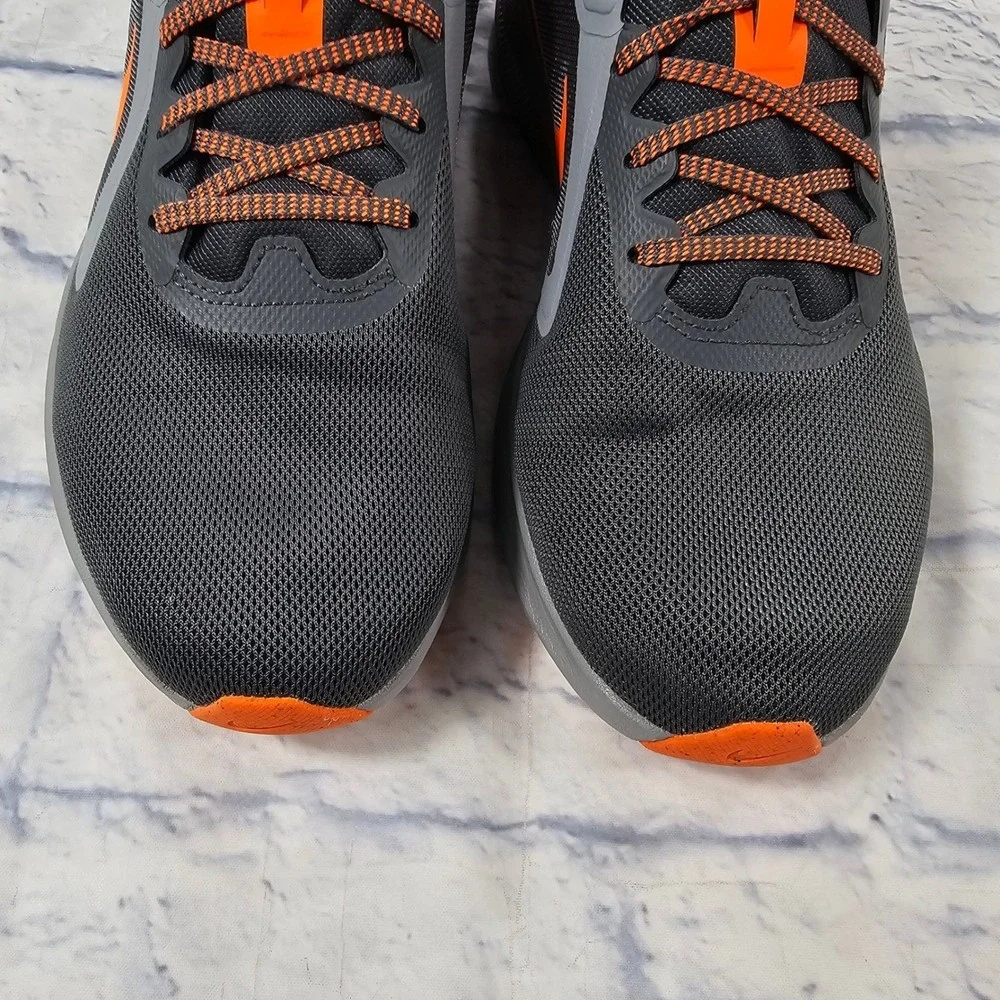Nike Downshifter 10 Running Shoes Mens 9.5 Grey Black Orange Low Top Sneakers